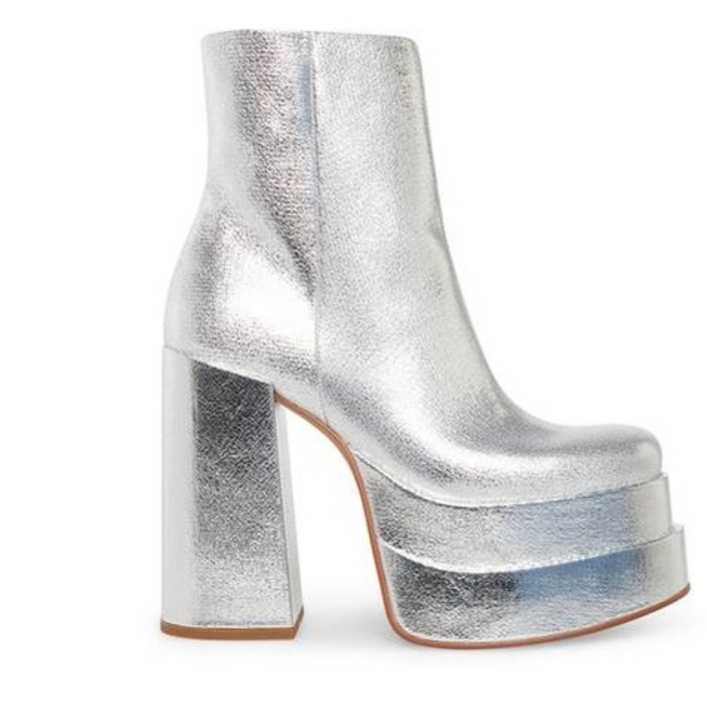 Silver Platform Ankle Boots